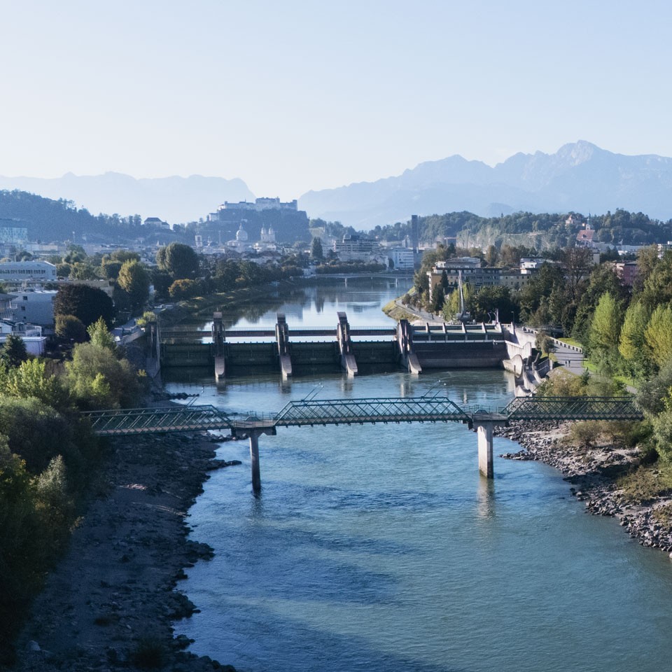 Sohlstufe Lehen mit Blick auf die Festung